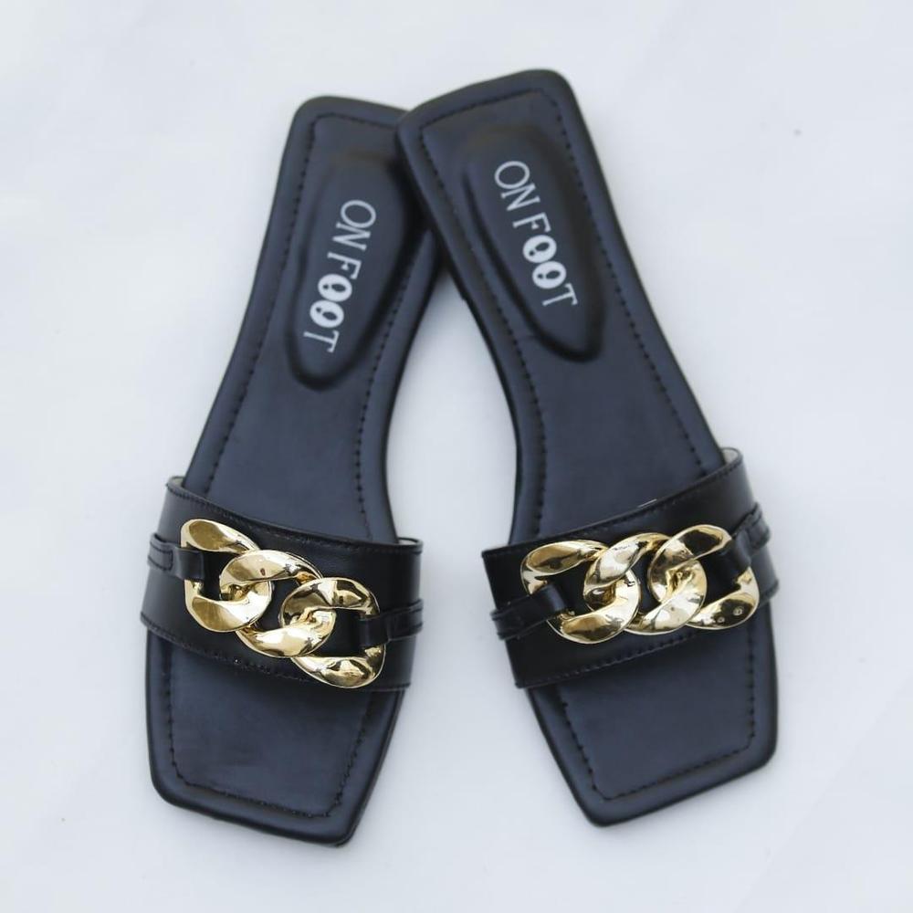 Womans Rexine Casual Flat Black