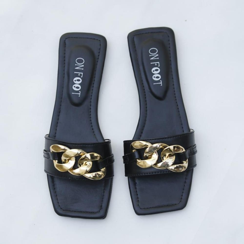 Womans Rexine Casual Flat Black