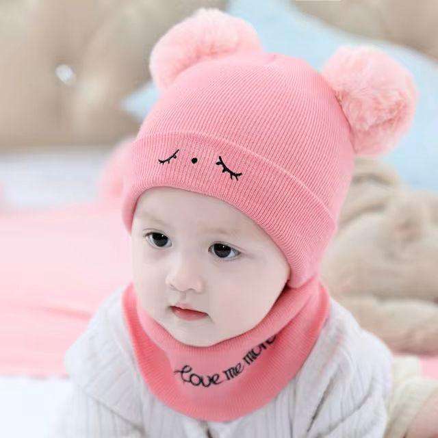 Kids Casual Blue Wool cap & Neck Warmer Set -2Pc