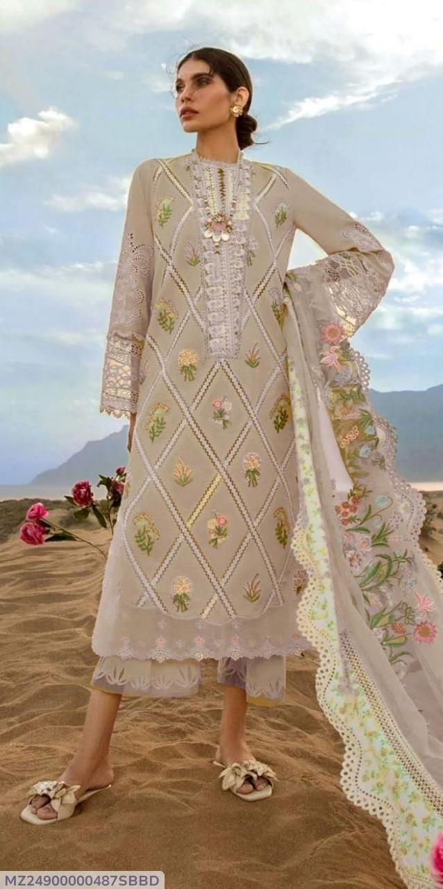 3 Pcs Women's Unstitched Embroidered Suit