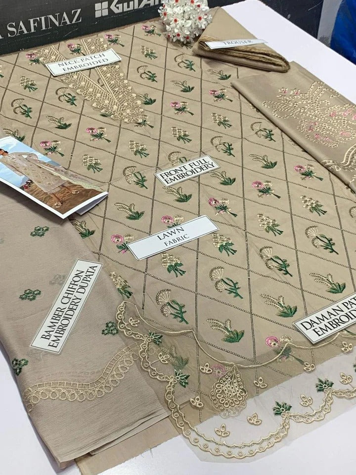 3 Pcs Women's Unstitched Embroidered Suit