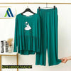 2 Pcs Heart Printed Printed Fleece Night Suit for Women